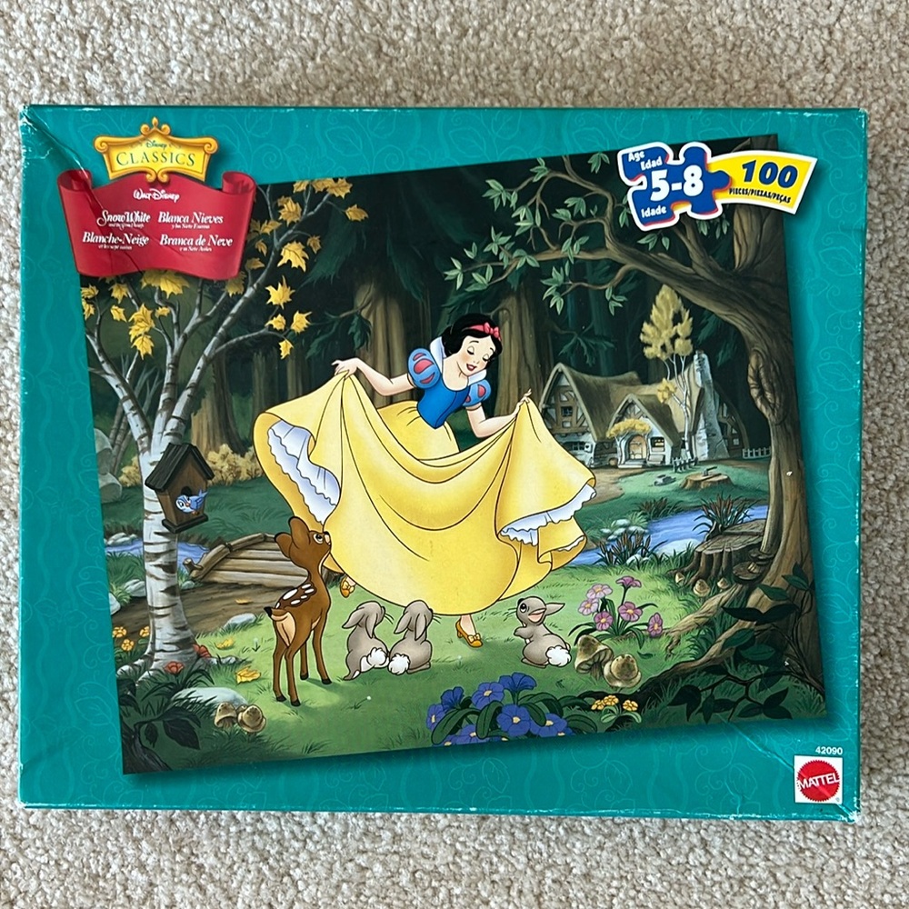 VINTAGE Mattel Disney Classics Snow White and the seven dwarfs 1999 puzzle 100pc